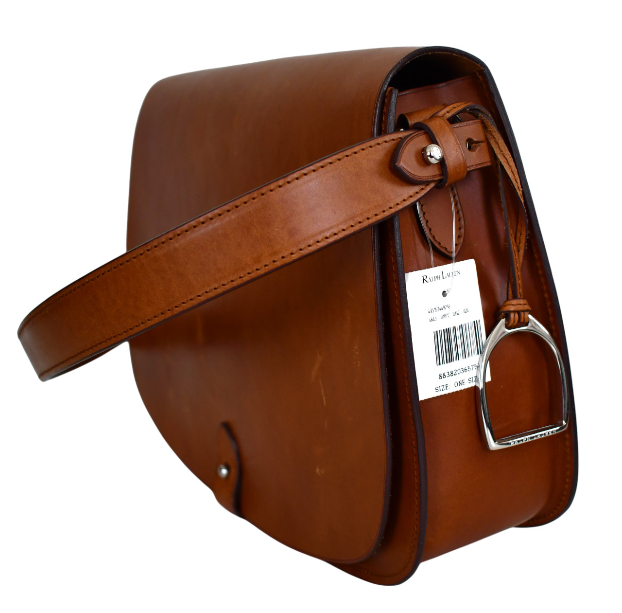 RALPH LAUREN COLLECTION Brown STIRRUP EQUESTRIAN VACHETTA SADDLE Shoulder BAG