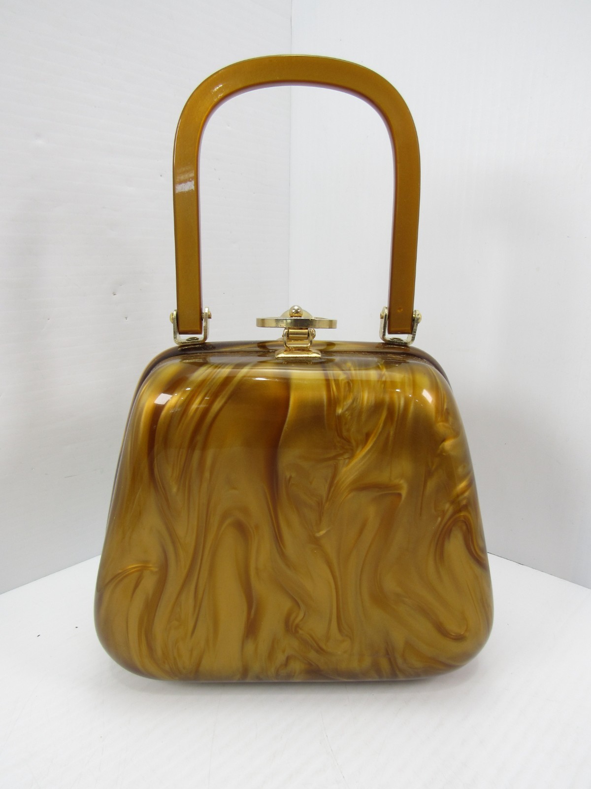 Walborg Marbled Amber Lucite Handbag