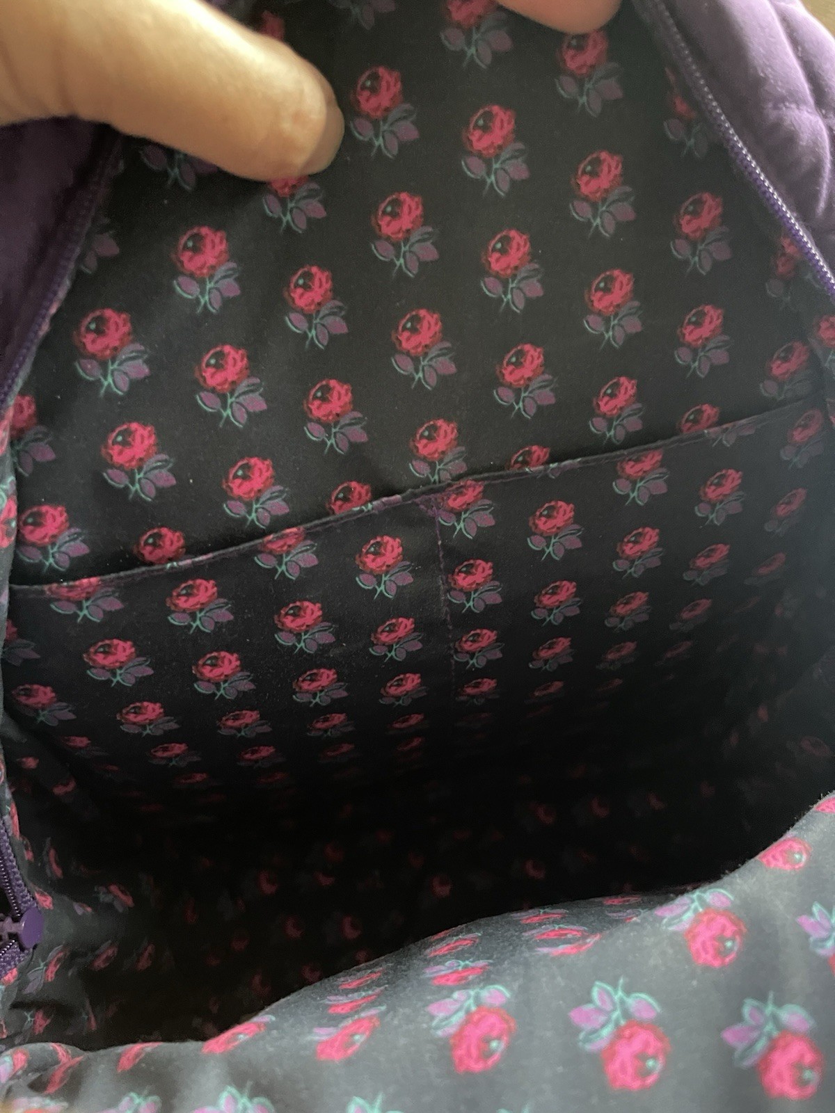 Vera Bradley Elderberry Quilted Microfiber Fabric Small Backpack