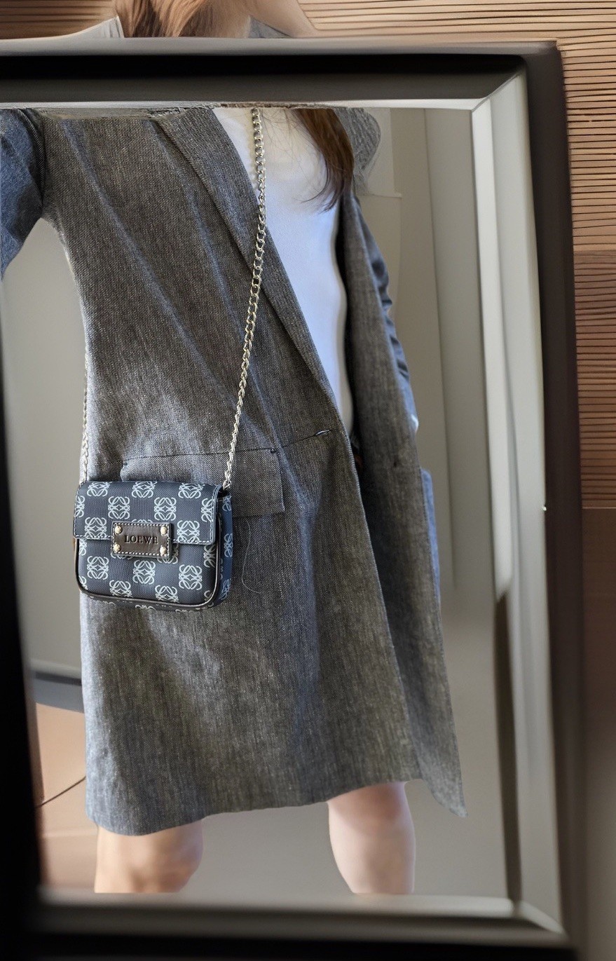 Loewe 2000S Navy Blue Anagram Pocket Belt Mini Interchange Crossbody Bag