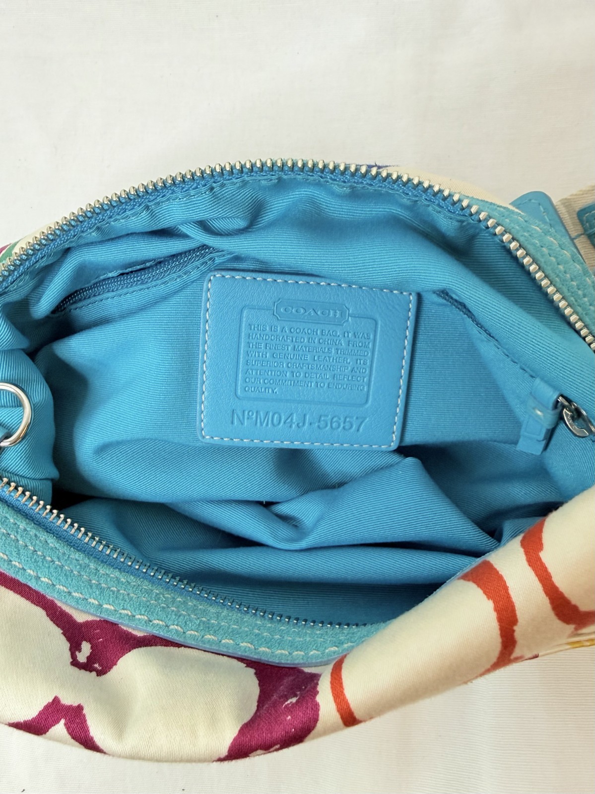 Coach Multicolor Scribble Logo Hampton Hobo Medium Shoulder Bag Y2k Blue Leather