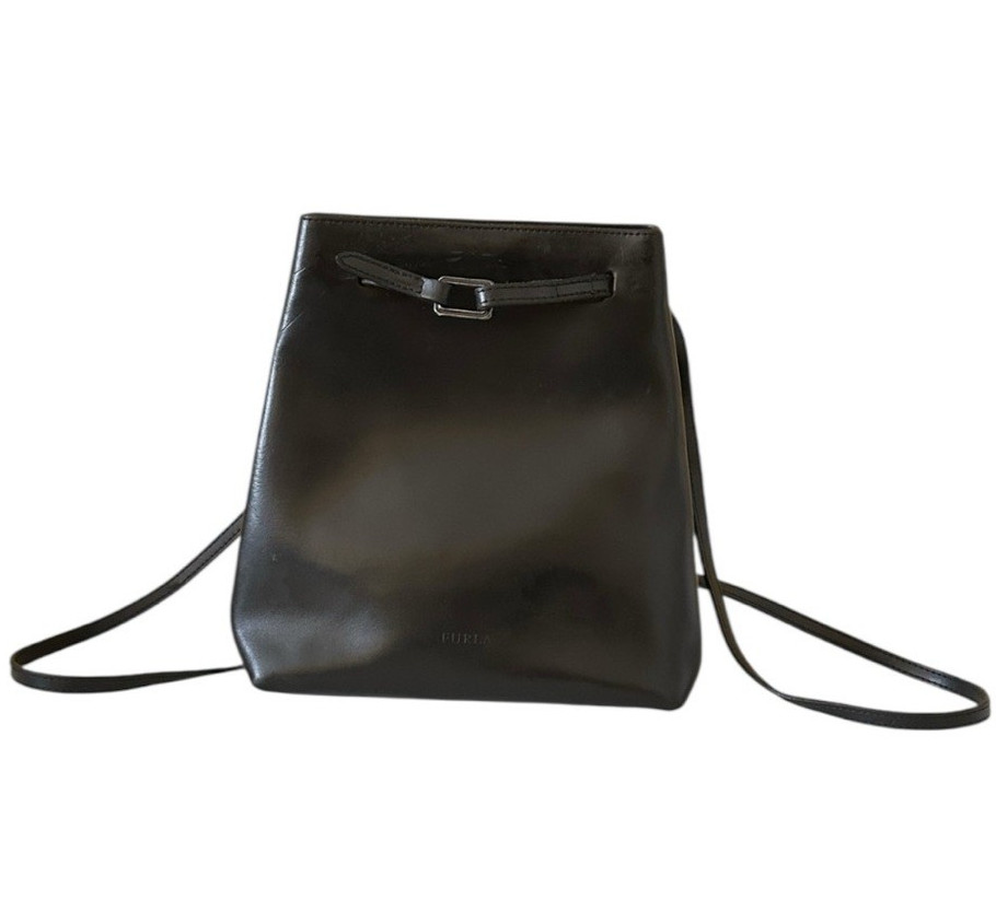 Furla Black Leather Convertible Backpack Shoulder Bag