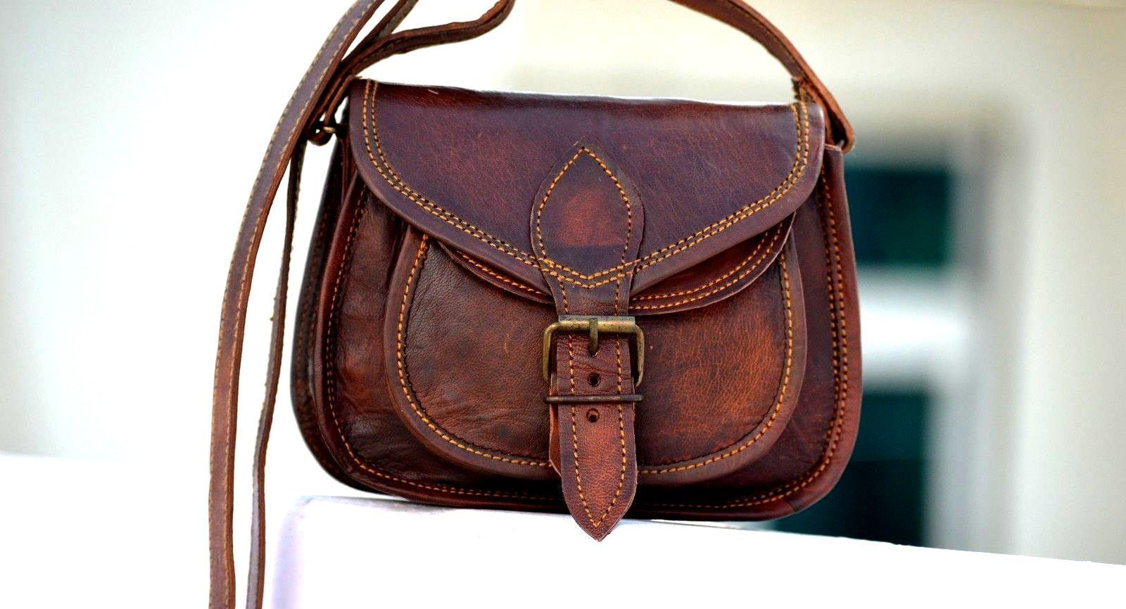 Women Purse Vintage Genuine Brown Leather Cross Body Shoulder Handmade Bag JMB