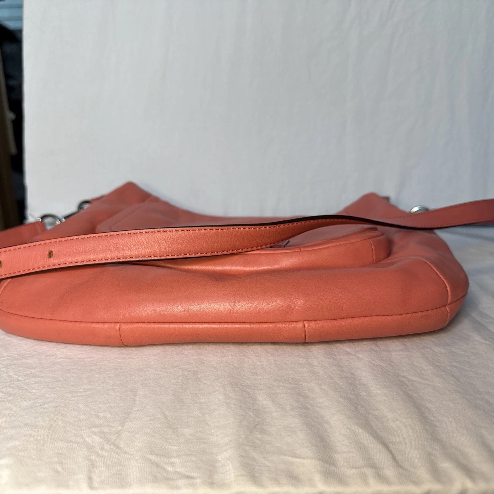 COACH Kristin Leather Hobo Shoulder Bag Coral Pink Rose F22306 NWOT – Pristine