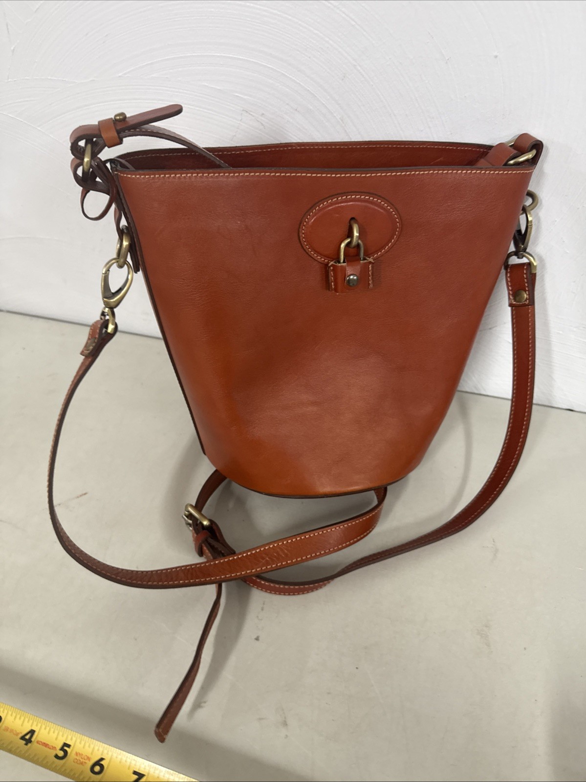 A. Bellucci Pumpkin Leather Bucket Bag/Purse/Shoulder/Crossbody – RARE