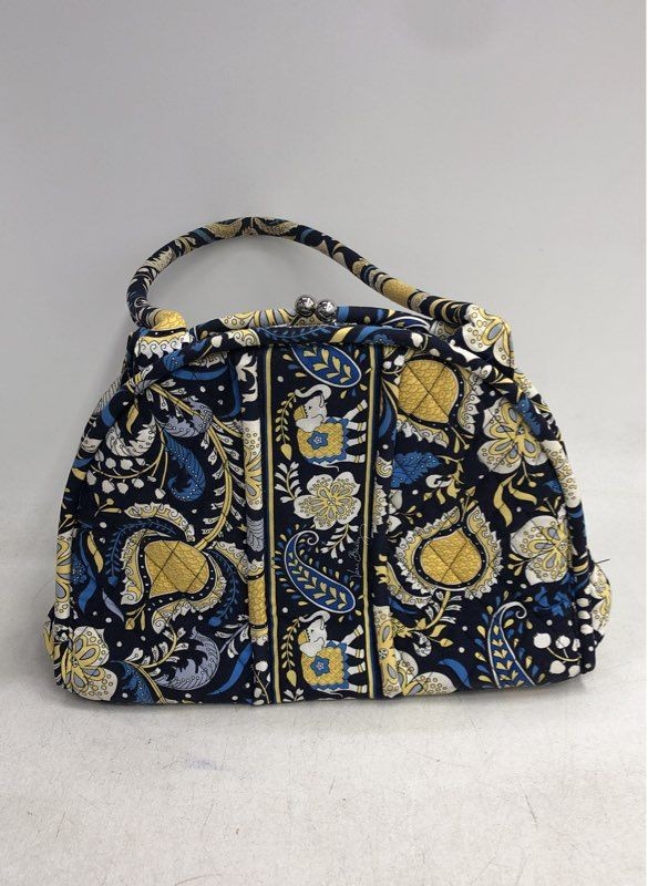 Vera Bradley Navy Blue Yellow Elephant Quilted Cotton Frame Bag Clasp Closure