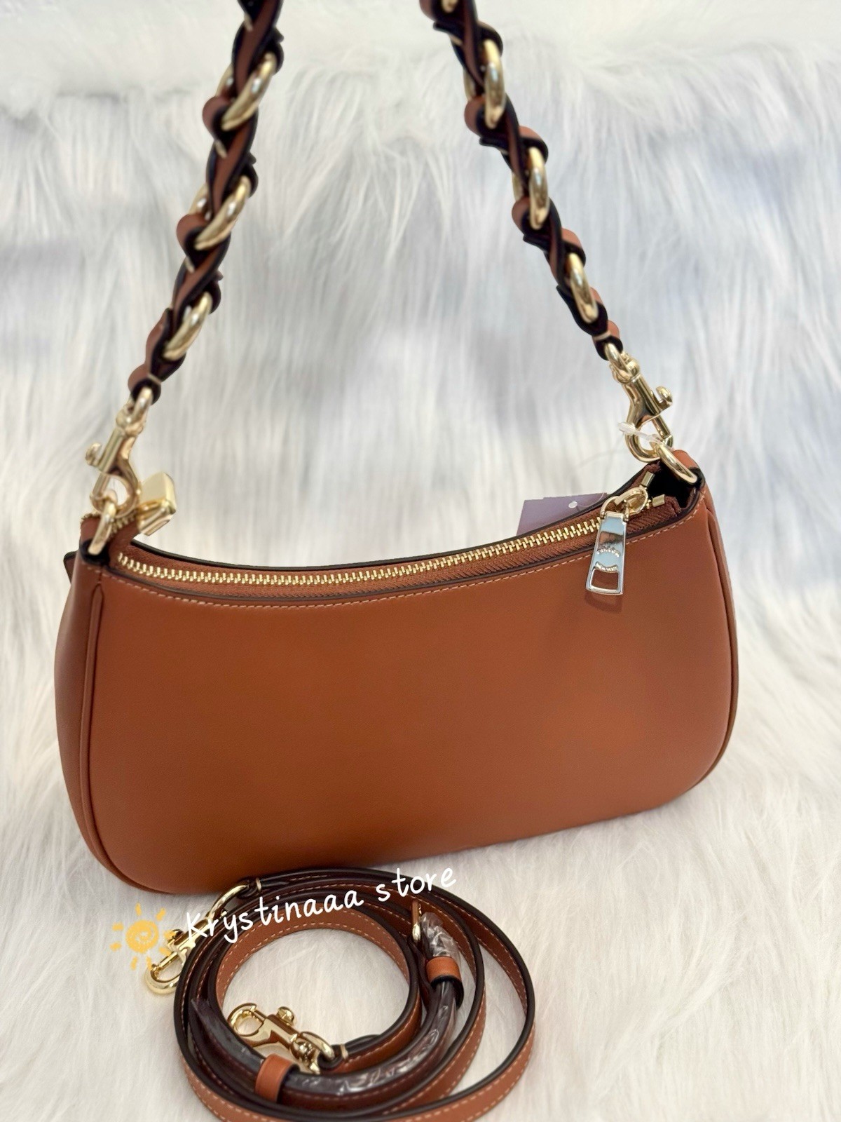 NWT COACH Teri Shoulder Bag Leather Amber Brown