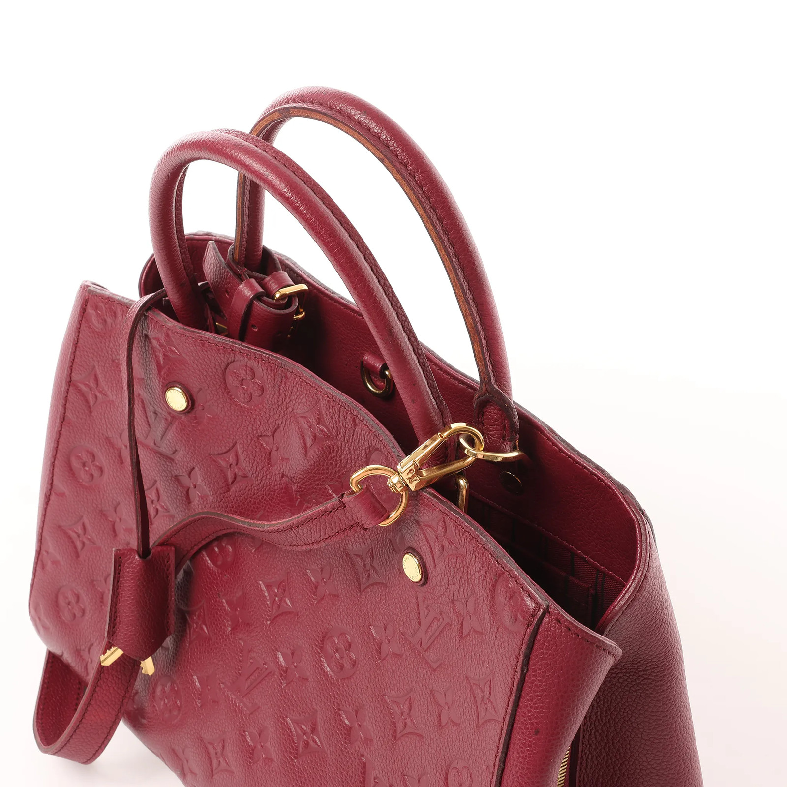 Louis Vuitton Montaigne MM Monogram Empreinte 2Way Handbag in Burgundy M43258