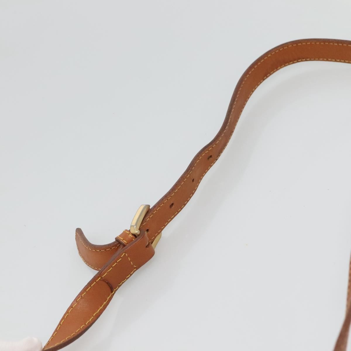 PRIMA CLASSE Shoulder Bag Leather PVC Beige Gold Auth am8596