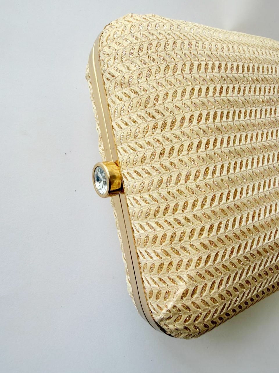 Shining Leaf Designer Bridal Clasp Clutch for Women Detachable Chain