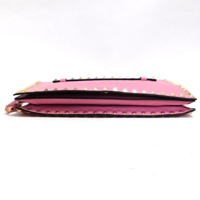 Valentino Studded Clutch Bag Pink Leather Small W28cm H16cm