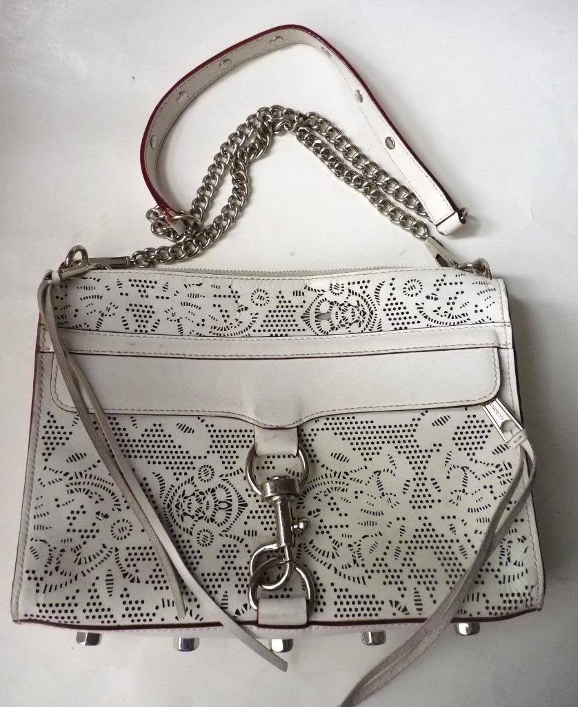 Rebecca Minkoff Mac white perforated leather silver hardware bag