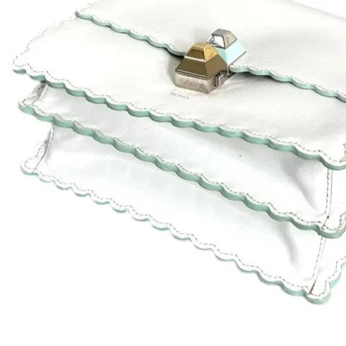 Fendi Small Kan I White Blue Smooth Calfskin (zz071426f1r)