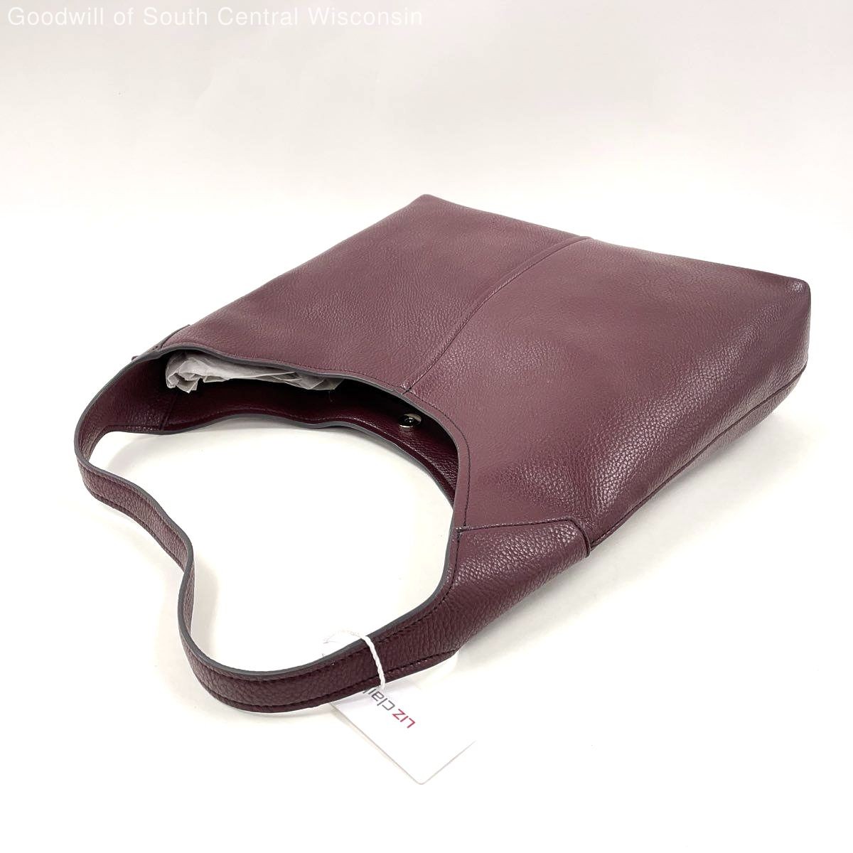 NWT Liz Claiborne Marina Dark Cherry Faux Leather Silver-tone Metal Hobo Bag