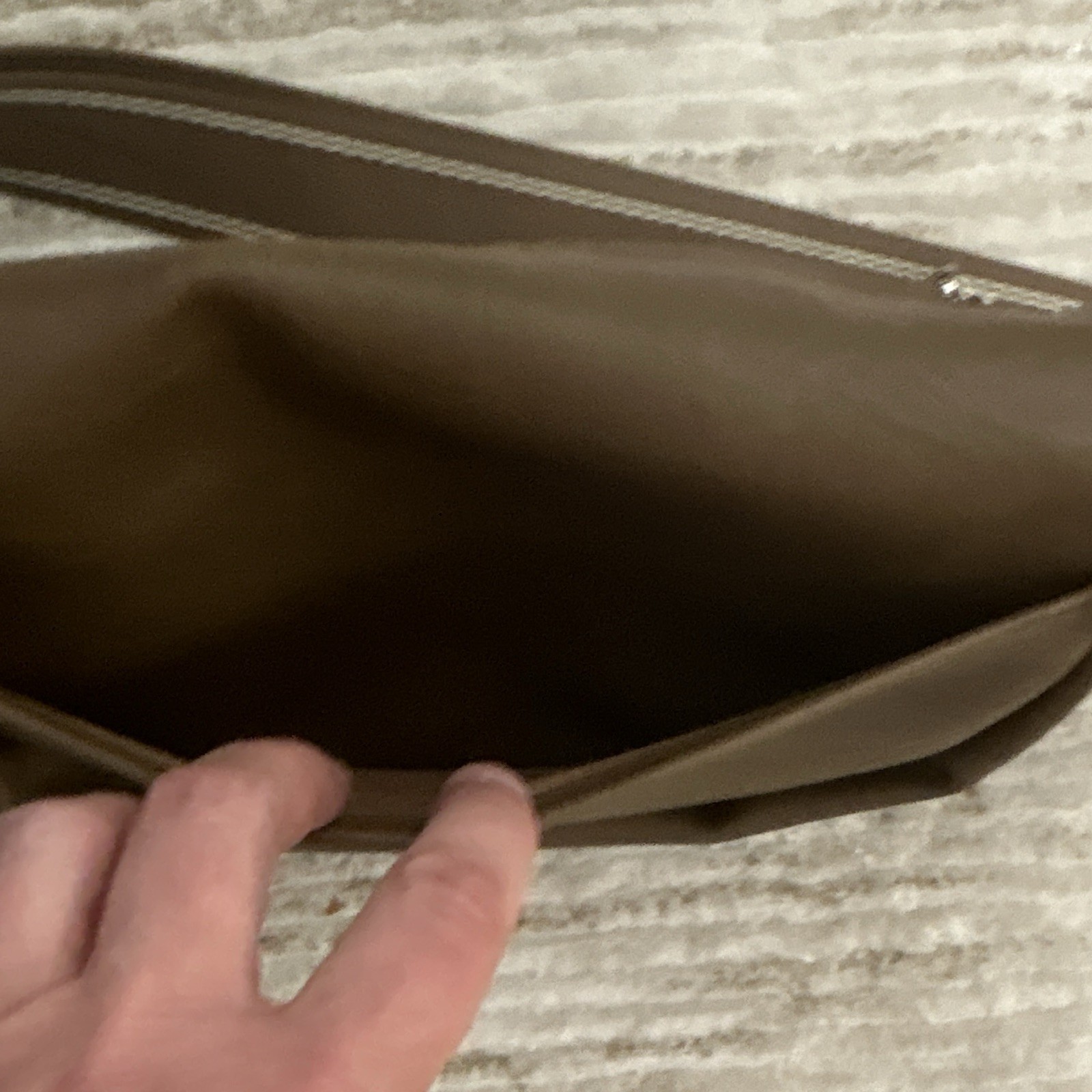 Brown Crescent Small Purse Bag Zip Top Front Zipper Pocket Adjustable Strap