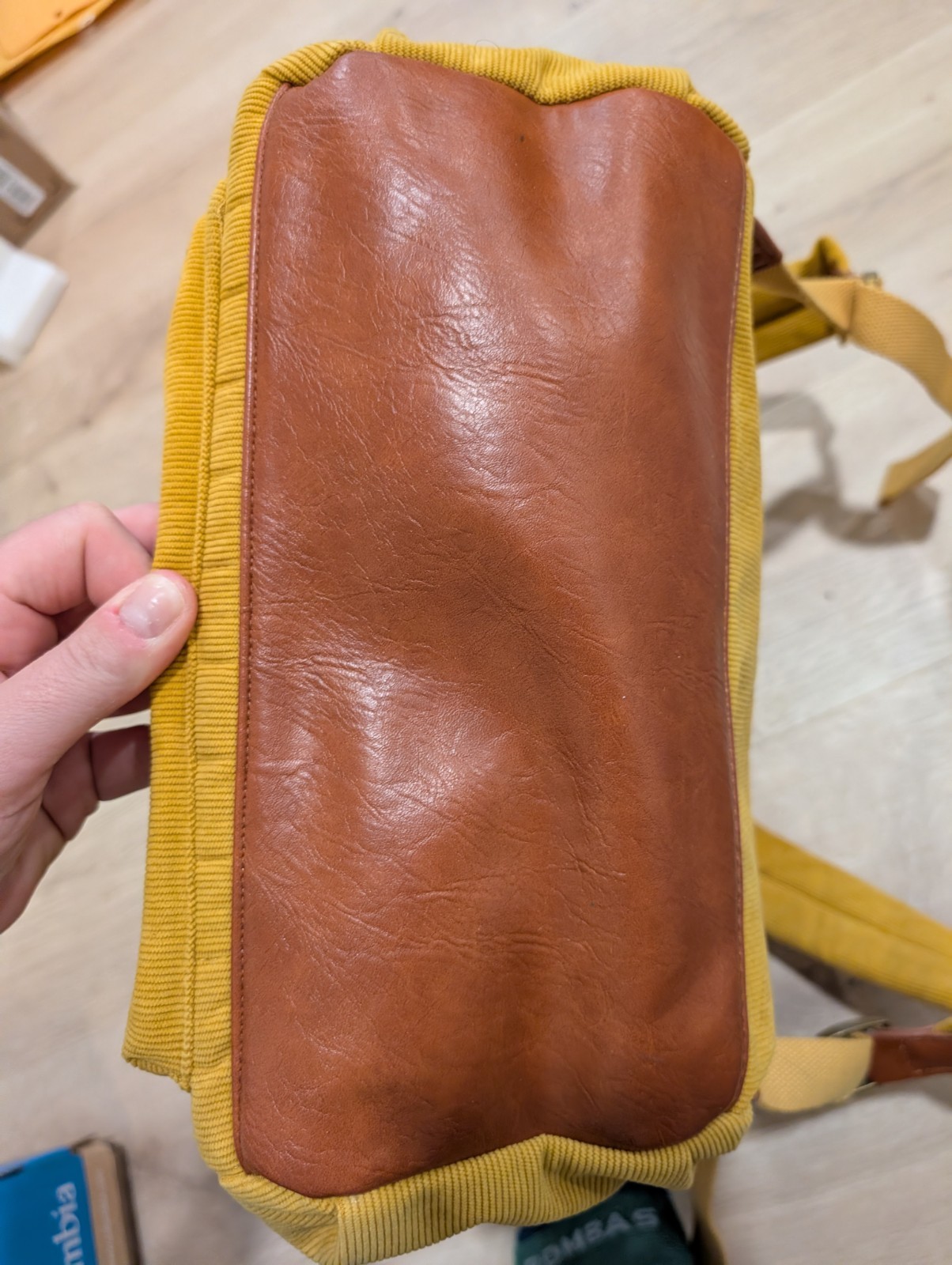 Yellow/Brown Corduroy Satchel / Crossbody Utility Tote Bag