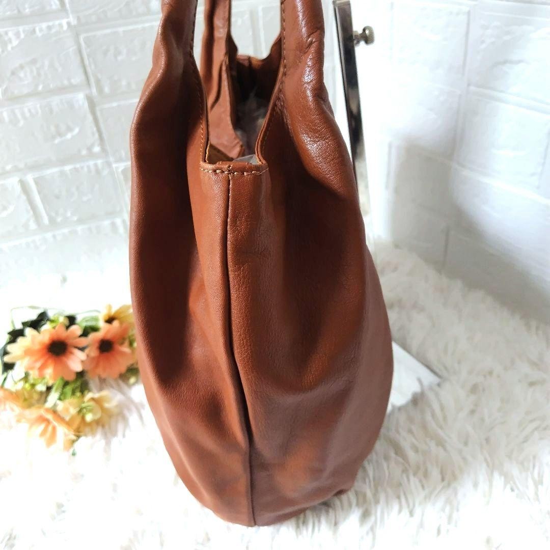 Tsuchiya Kaban Chiffon Loop Tote Bag Leather Camel Womens A4 Used From Japan