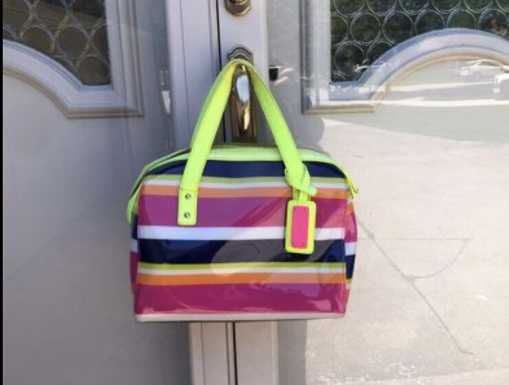NINE WEST Glossy PVC Semi-Hard-Shell Handbag