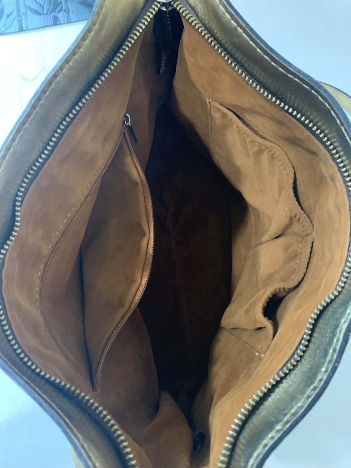 New Patricia Nash Leather Kalispell Hobo Bag Antique Gold With Matching Wallet.