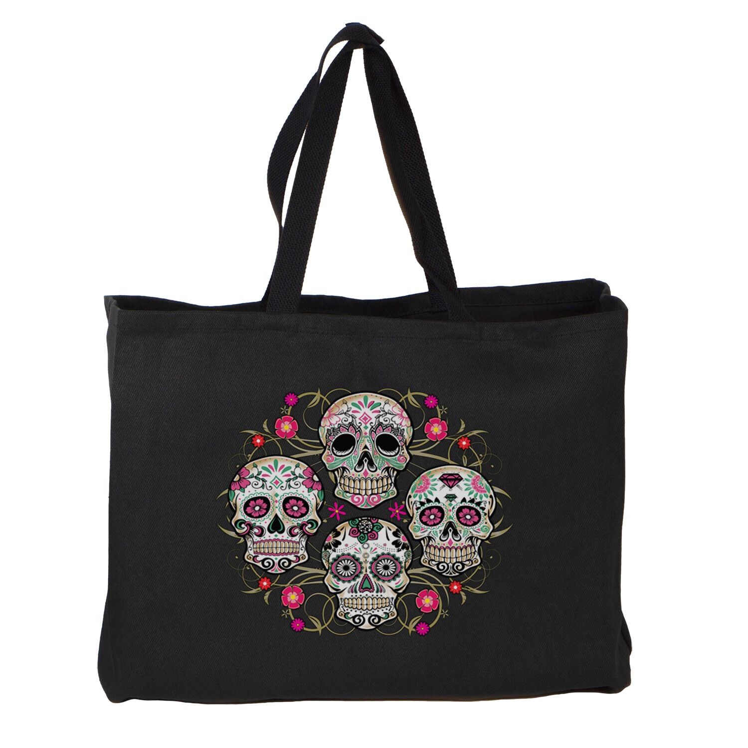 Halloween Design Jumbo Tote Bag Durable Cotton Twill Black
