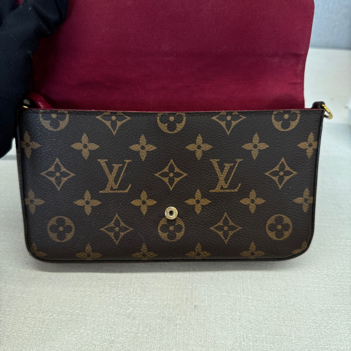 Louis Vuitton Monogram Pochette Felicie Normal Brown Coated Canvas Crossbody Bag