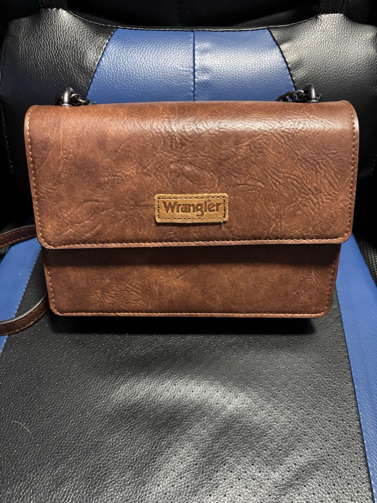 Wrangler Brown Western Wallet Crossbody Purse Chain Strap Wristlet Coin Pouch