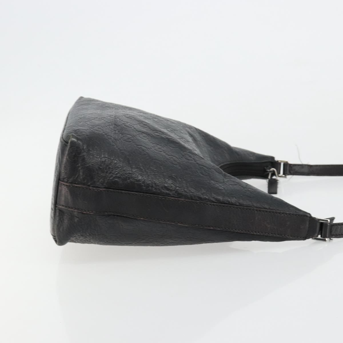 GUCCI GG Canvas Guccissima Shoulder Bag Leather Black Silver 257282 Auth ka4401