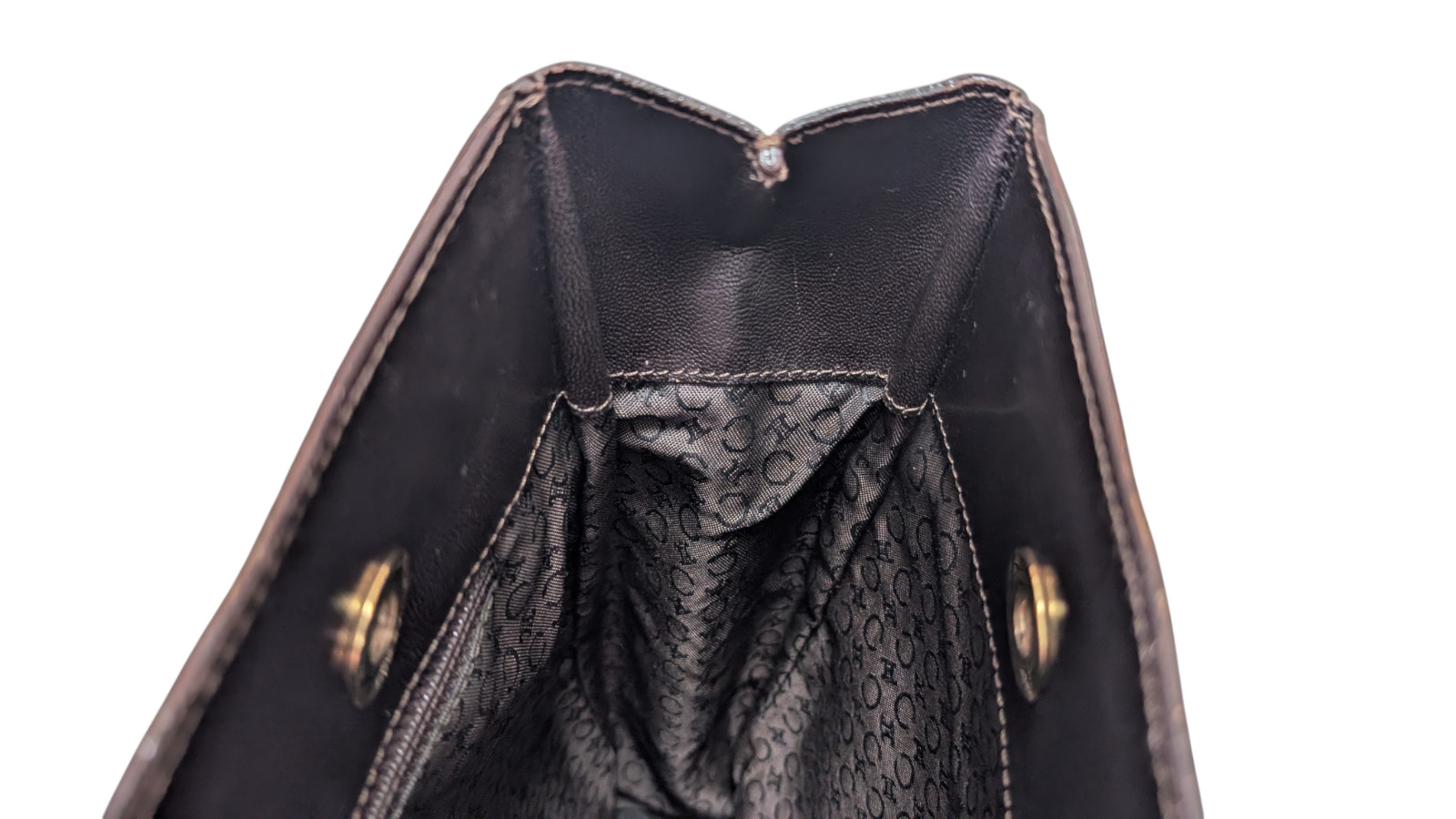 *Rere* CELINE Tote Shoulder Bag Logo Blazon Chain Triomphe Fabric Leather