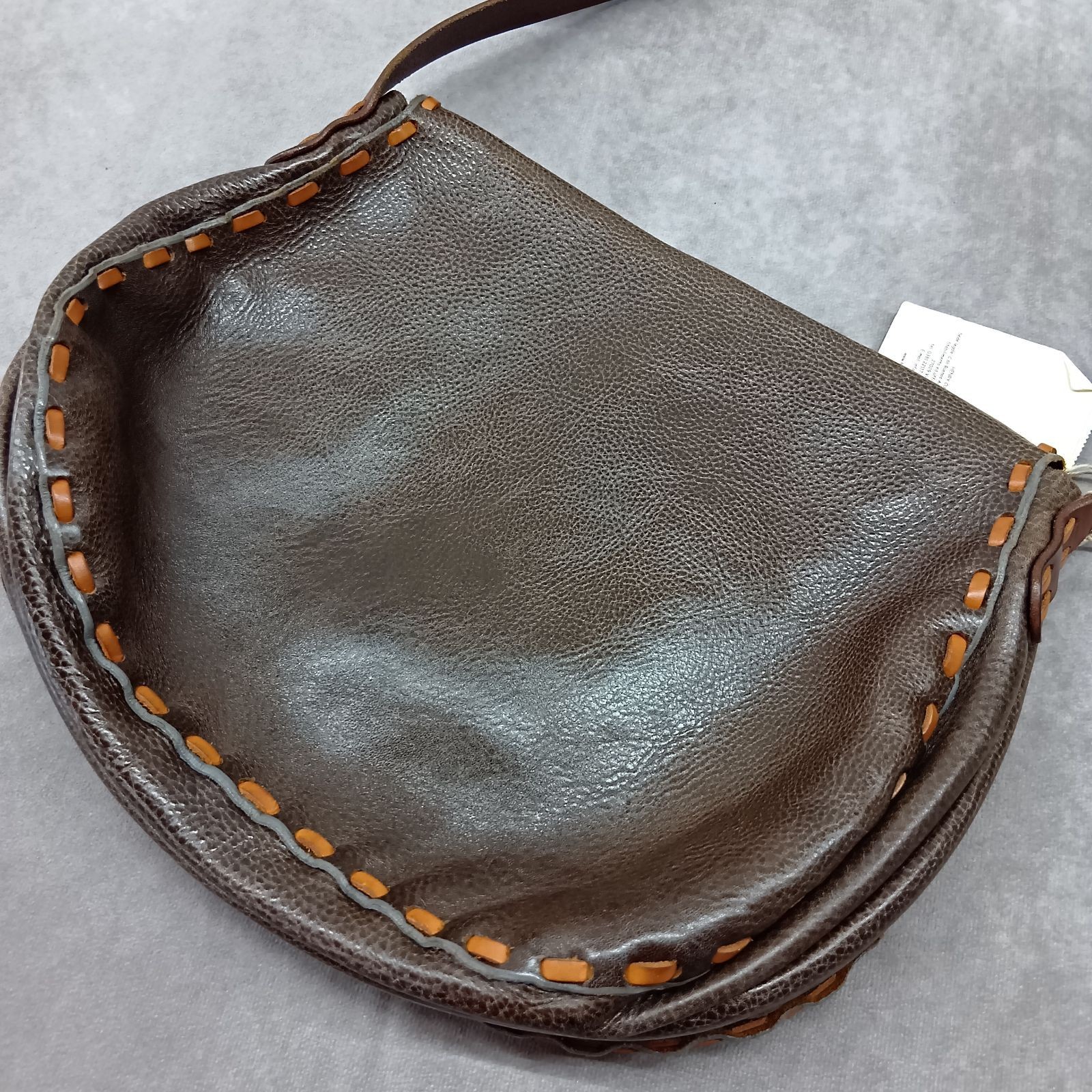 Used Henry Cuir Leather Shoulder Bag Brown H 28 x W 33 x D 10cm
