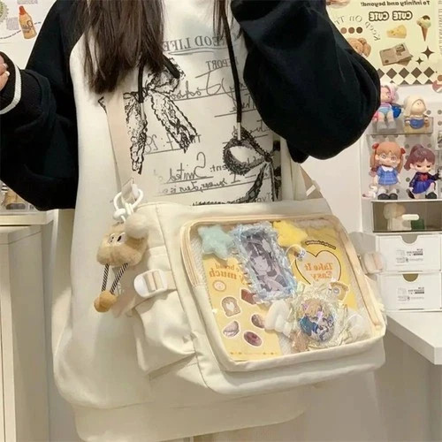 Anime Ita Bag Clear Window Crossbody Shoulder Purse Kawaii Women Canvas Tote Bag