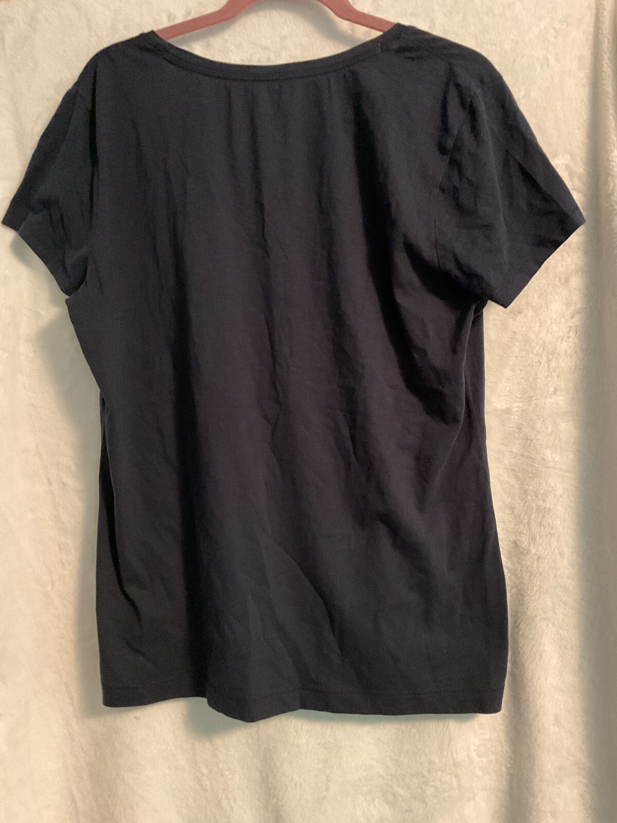 Van Heusen Midnight Navy Cotton Algodon Short Sleeve Shirt Top