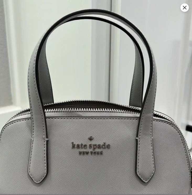KATE SPADE MED DOME SATCHEL K8701 SAFFIANO PVC PLATINUM GREY TOV SCHUYLER BAG.