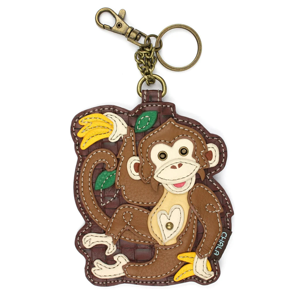 Chala MONKEY WITH BANANAS Key Fob / Coin Purse Keychain, Purse Charm NWT