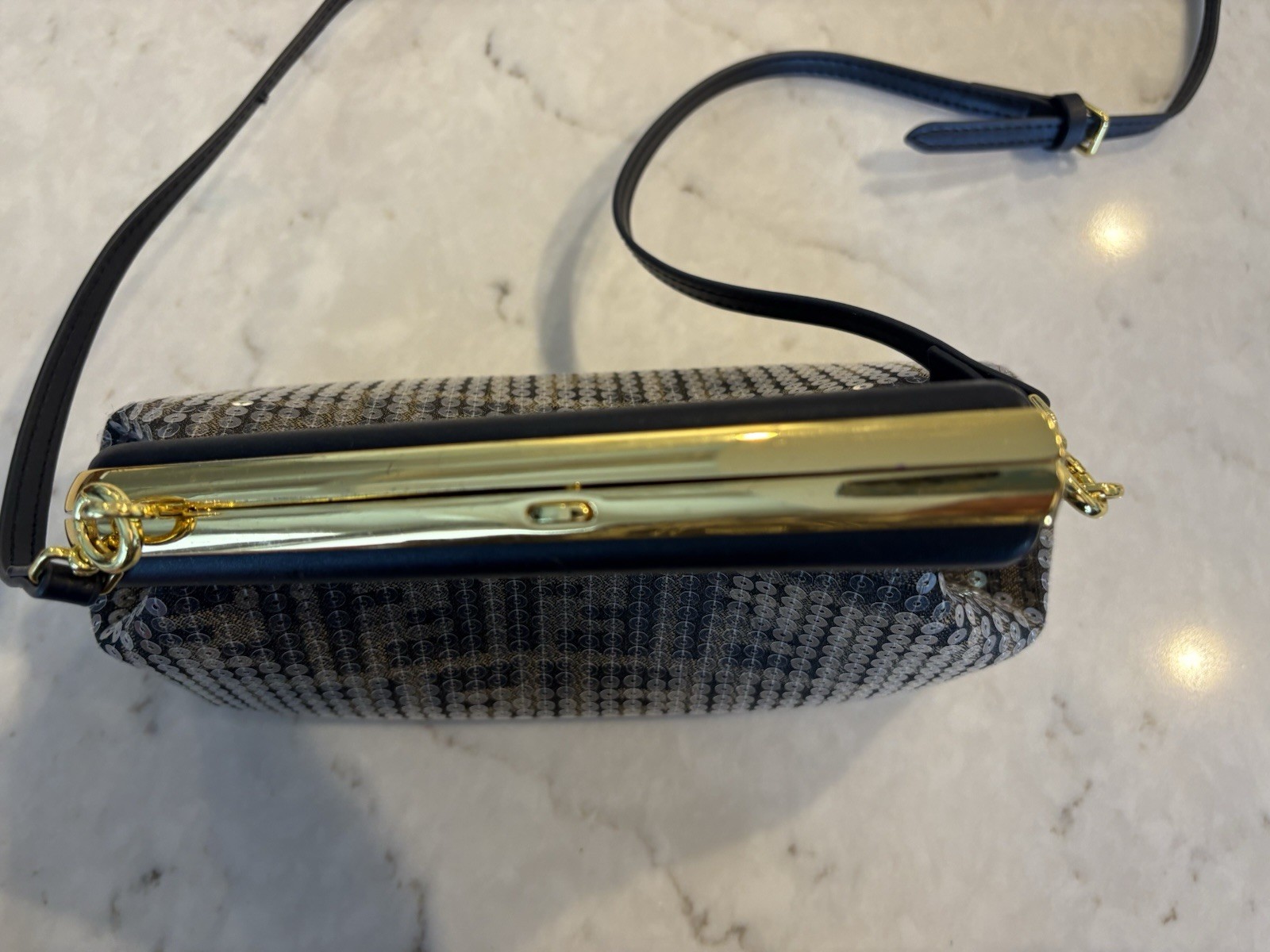 Fendi First Zucca Black/Gray Zucca Sequin Small Clutch/Crossbody Bag