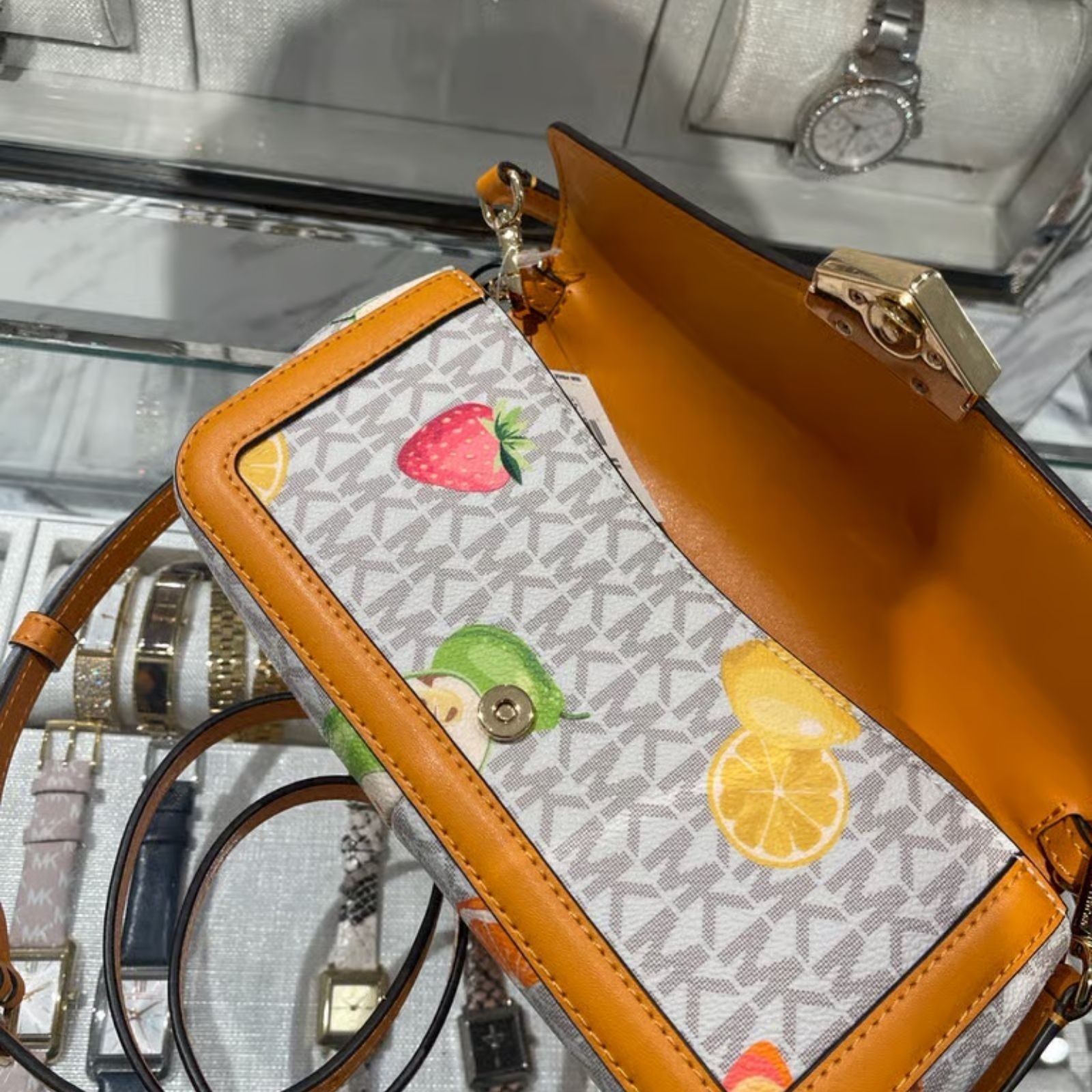 Michael Kors Soho Women SM Printed Logo Convertible Crossbody Bag Radiant Orange