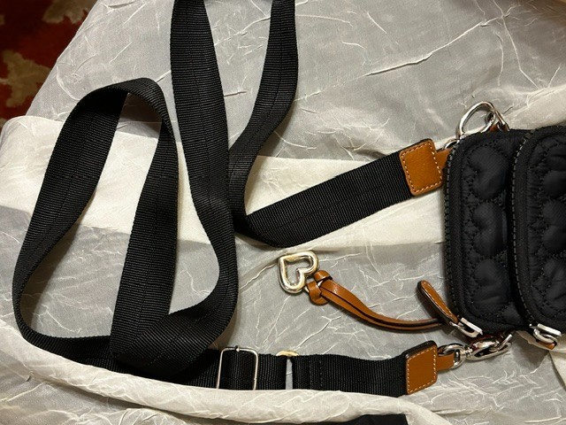 Brighton Kora Mini Utility Bag Heart Strap Black Quilted Cross Body Purse USED