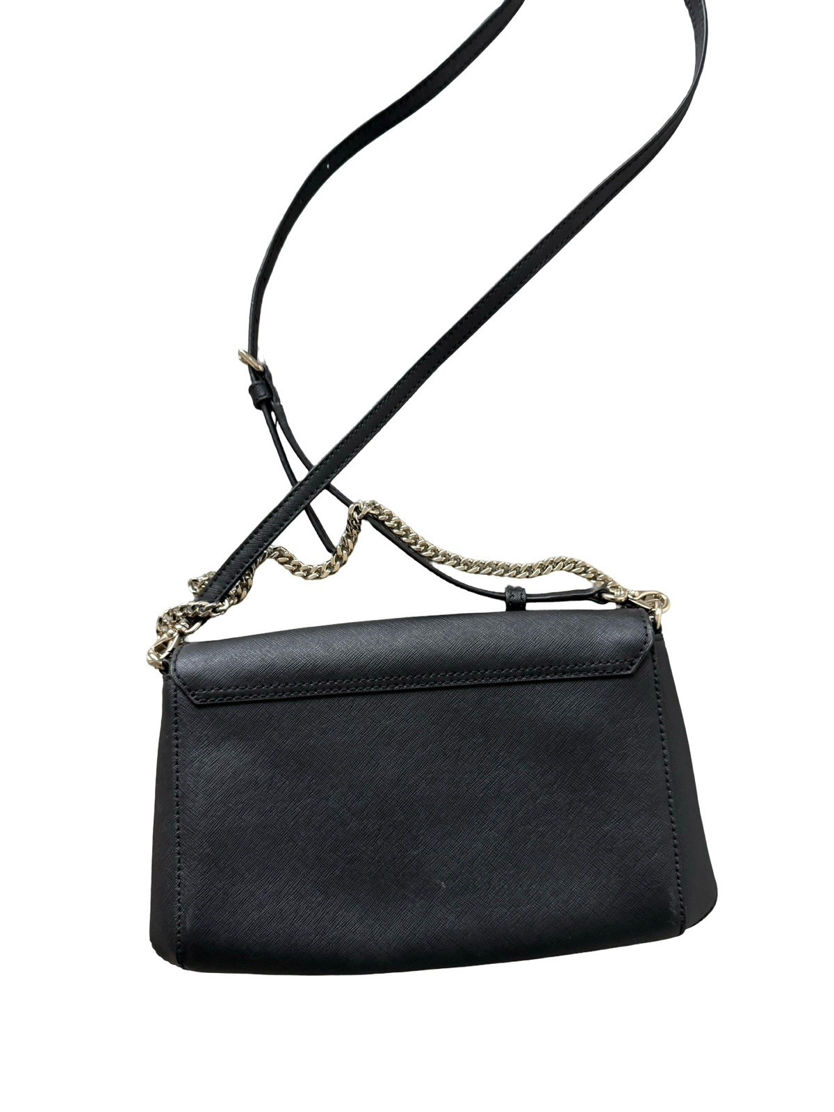 Kate Spade black Front Flap Snap Chain Link/ Leather Strap Crossbody