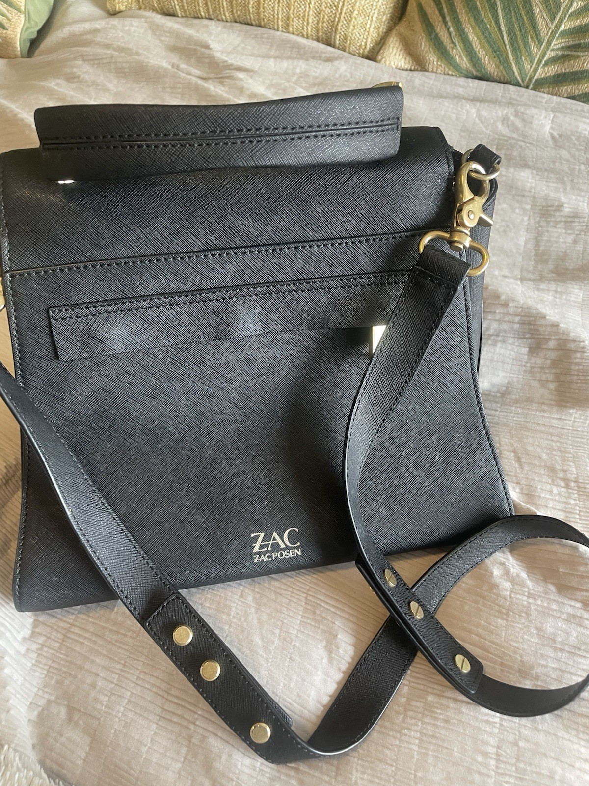 Zac Posen Eartha Iconic Top Handle Satchel Black Leather Women’s Magnetic Clasp