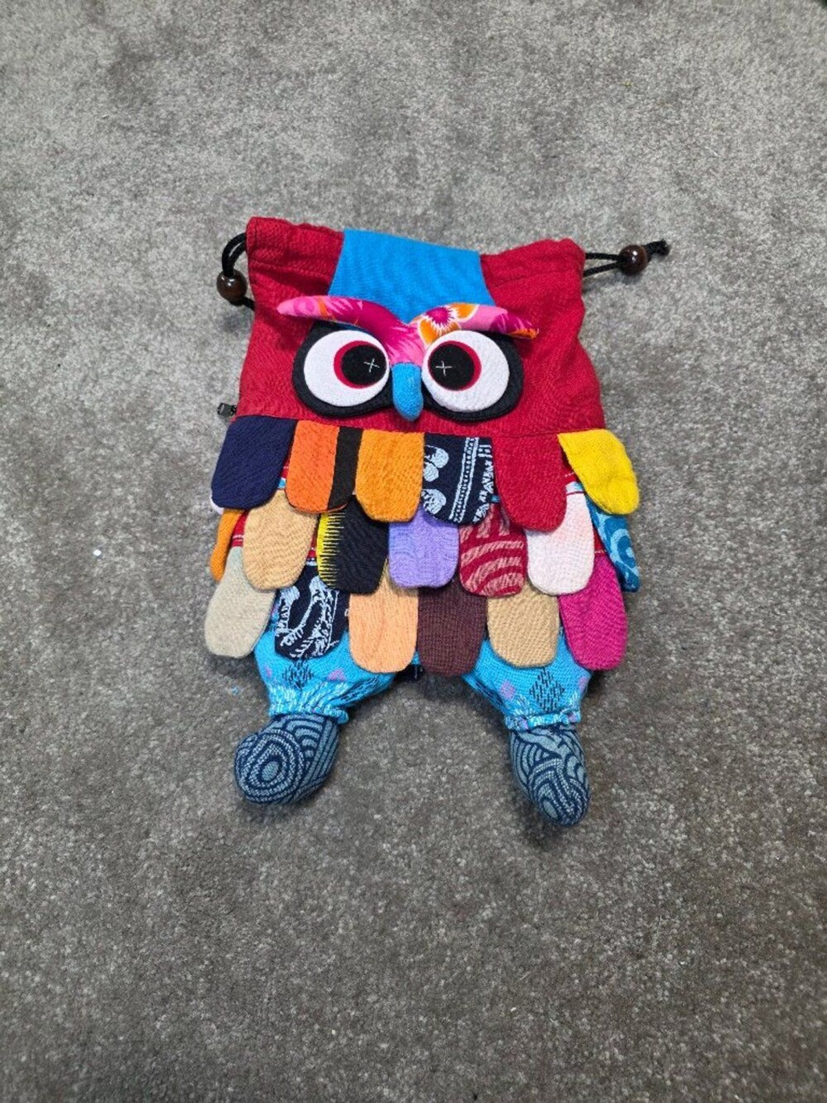 Boho Patchwork Owl Drawstring Backpack