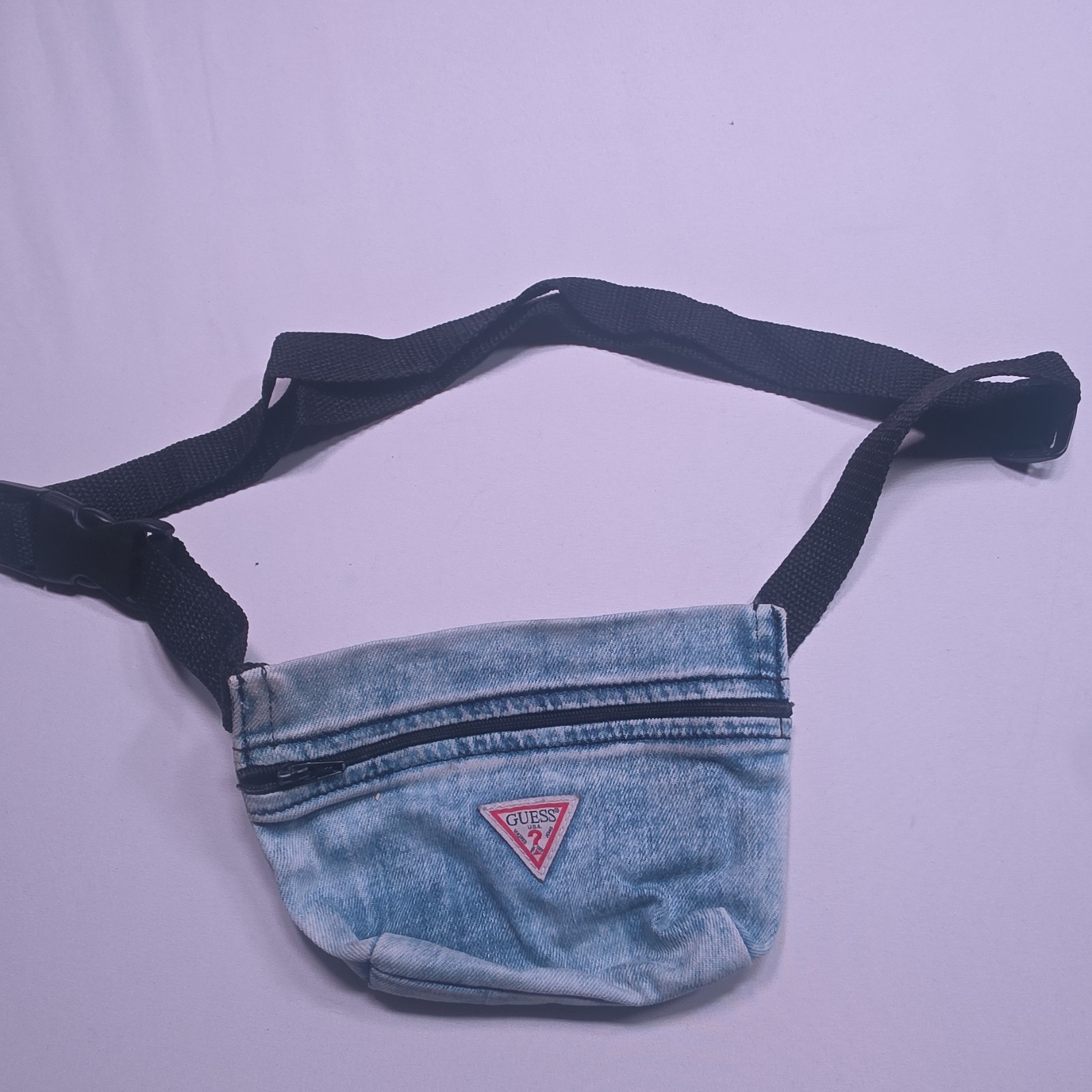 GUESS Blue Logo Zip Belt Bag & Fanny Pack Adjustable Black Crossbody Strap