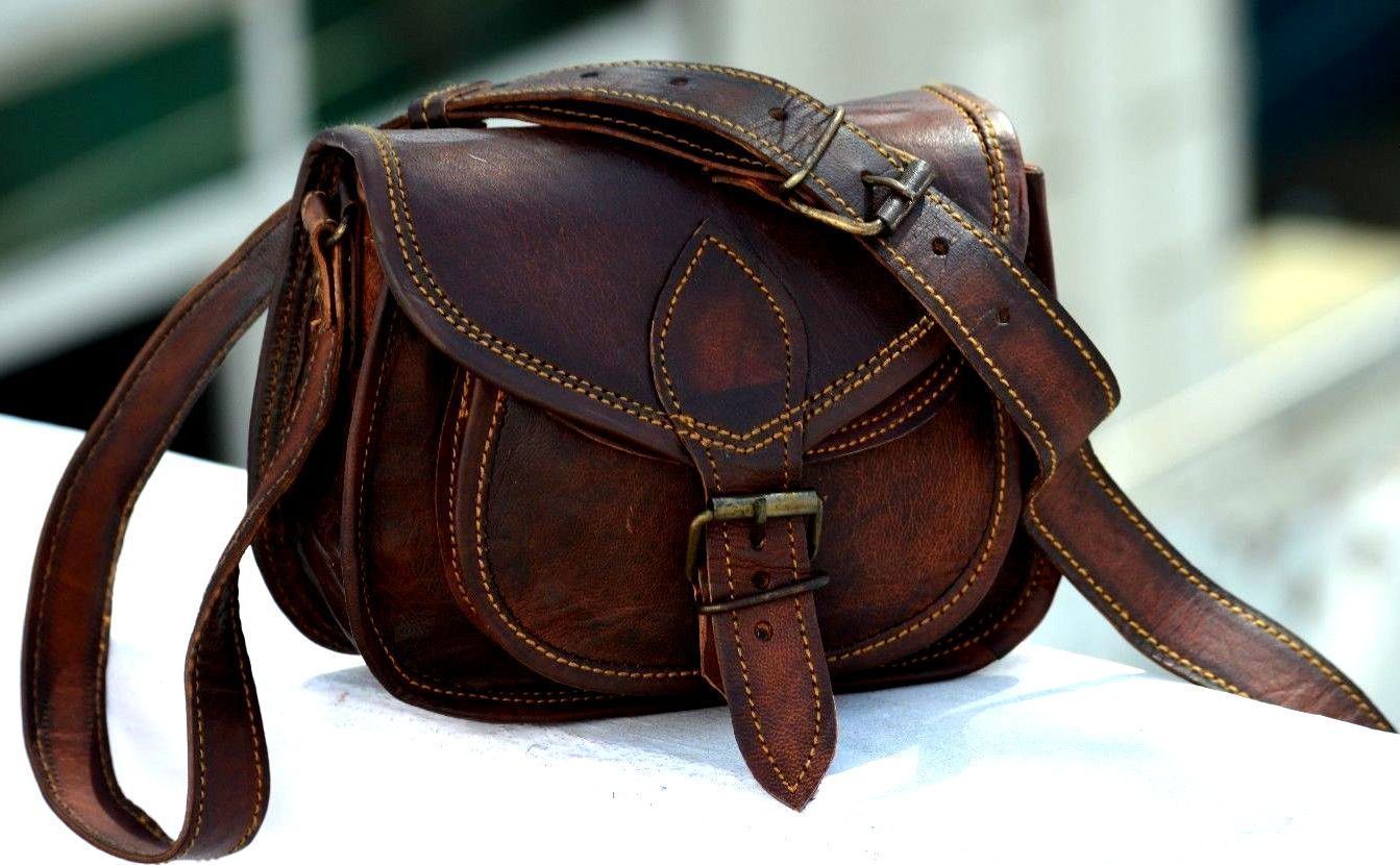 Women Purse Vintage Genuine Brown Leather Cross Body Shoulder Handmade Bag JMB