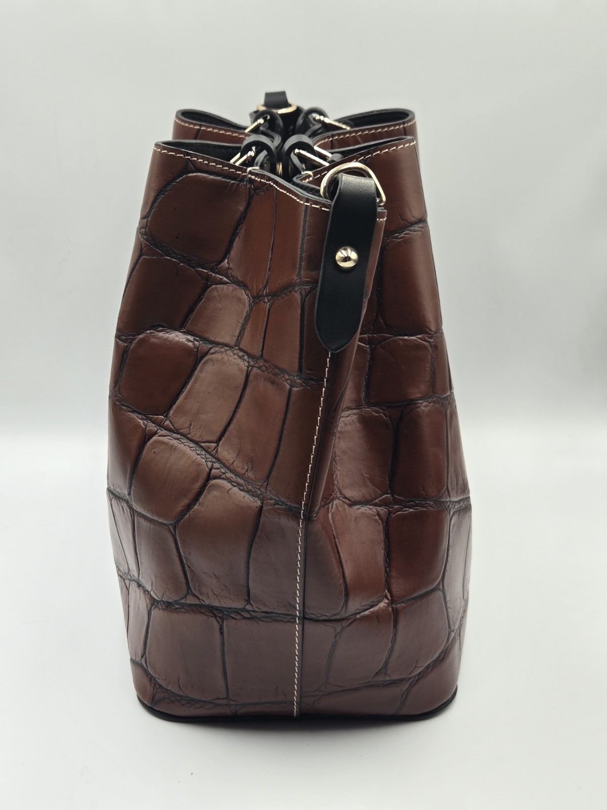 Dooney Bourke Oakdale Crocodile Embossed Brenna Bag Set Of 3 Brown NWOT