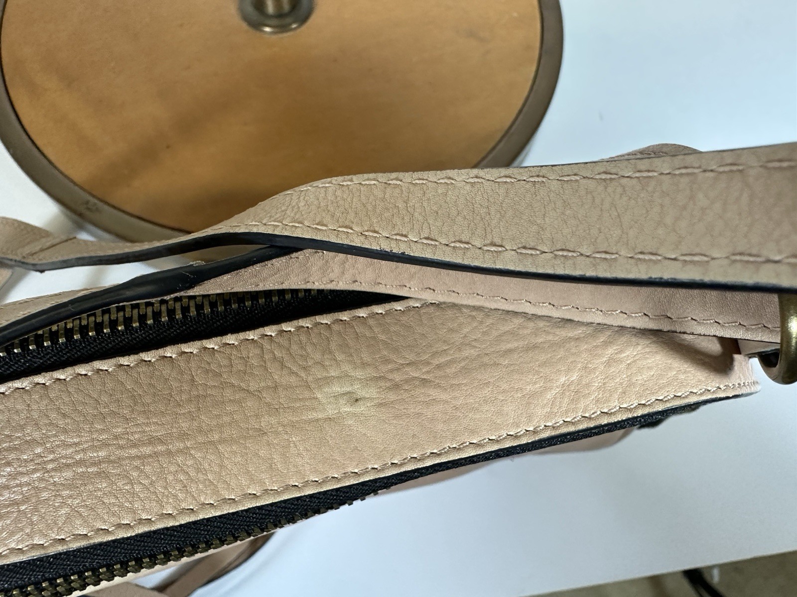 Joelle Hawkens Leather Tassel Crossbody Handbag Soft Blush Beige Boho/Western