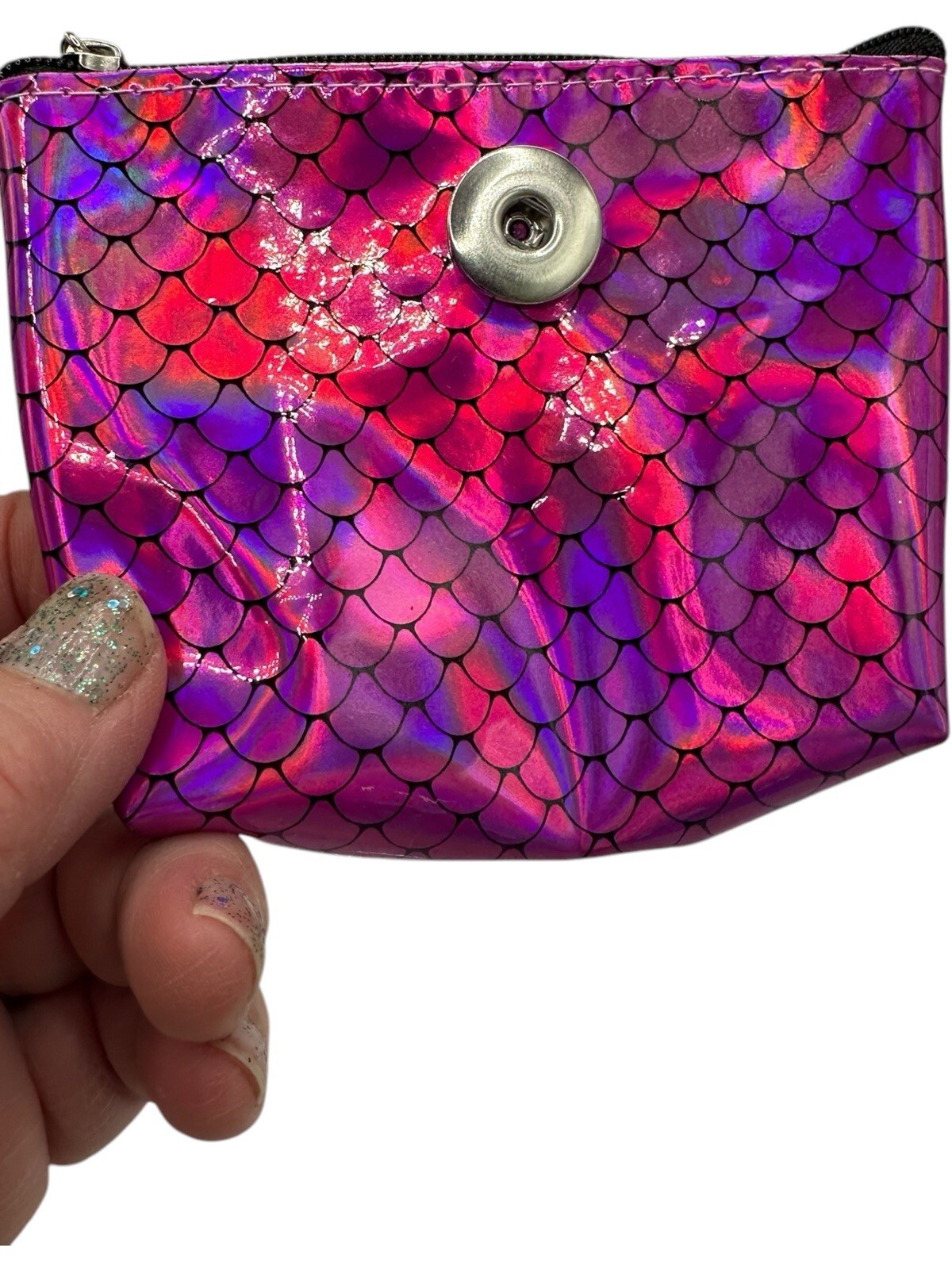 Mermaid Coin Purse Credit Card Holder Hot Pink Sparkling Heart 18mm Ginger Snap
