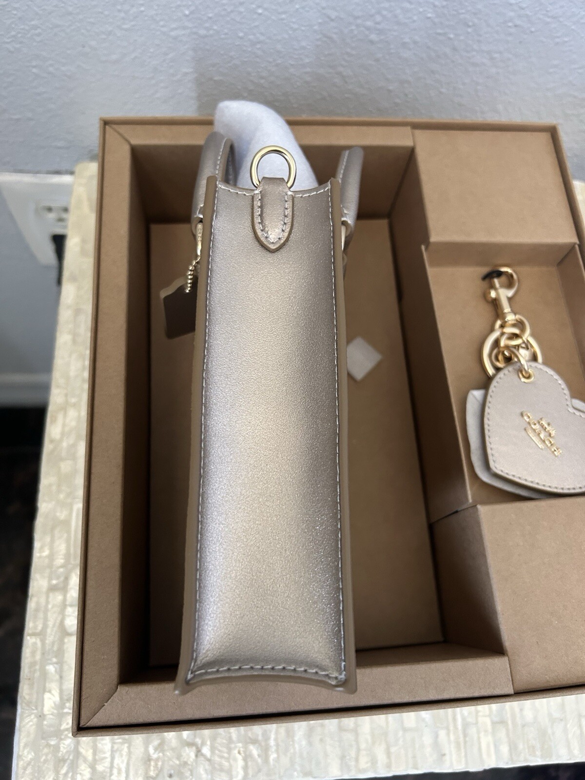 COACH Boxed Mini Tote Bag And Mirror Bag Charm Set In Signature Canvas CX188