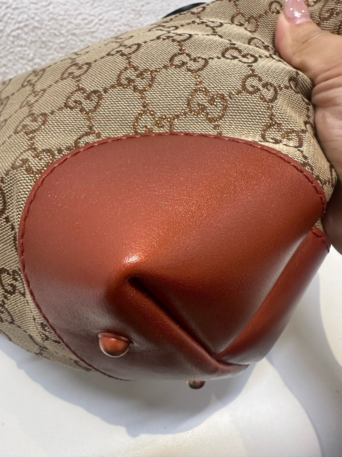 Gucci Old Flower Tote Bag Brown Coffee Color Size: 28×24×13