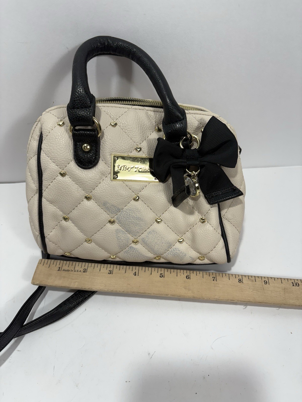 Betsey Johnson Be Mine Crossbody Light Pink Quilted Clutch/shoulder Bag STAINED*
