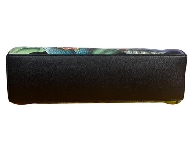 Anuschka Leather Kisslock Crossbody Clutch Bag Jungle Giraffe Art Hand Painted