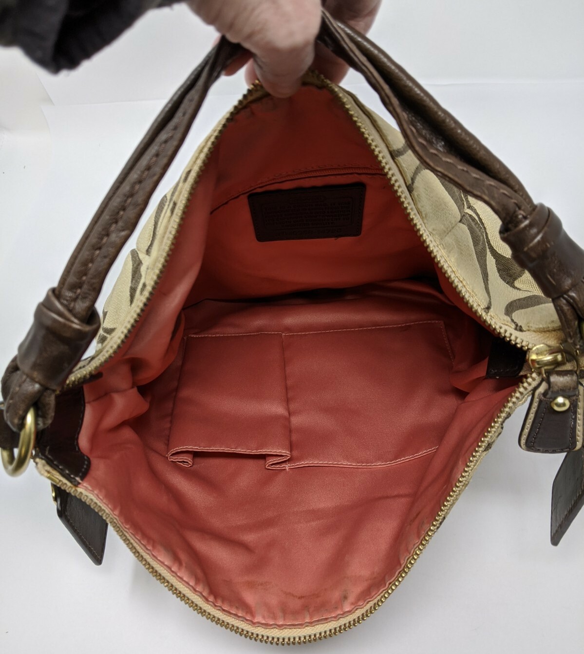 Coach Kristin Signature Ott Hobo Bag Purse 14786 Retired Khaki Mahogany
