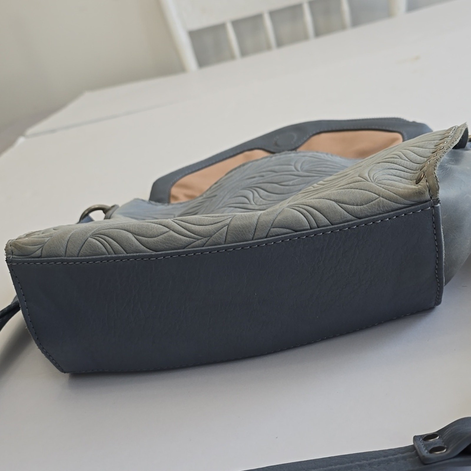 The Sak Silverlake Embossed Tooled Leather Crossbody Bag Ice Blue
